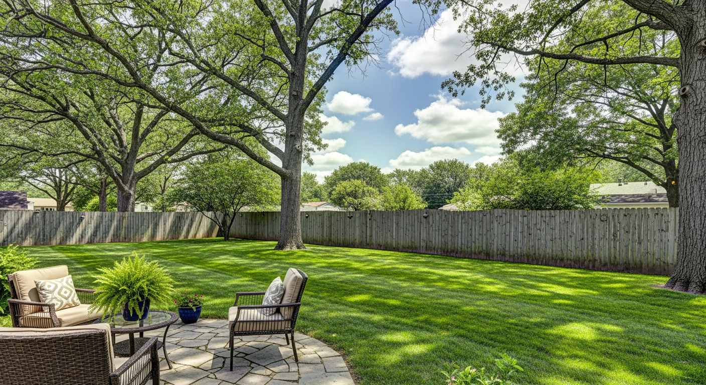 Pristine clean backyard after professional pet waste removal