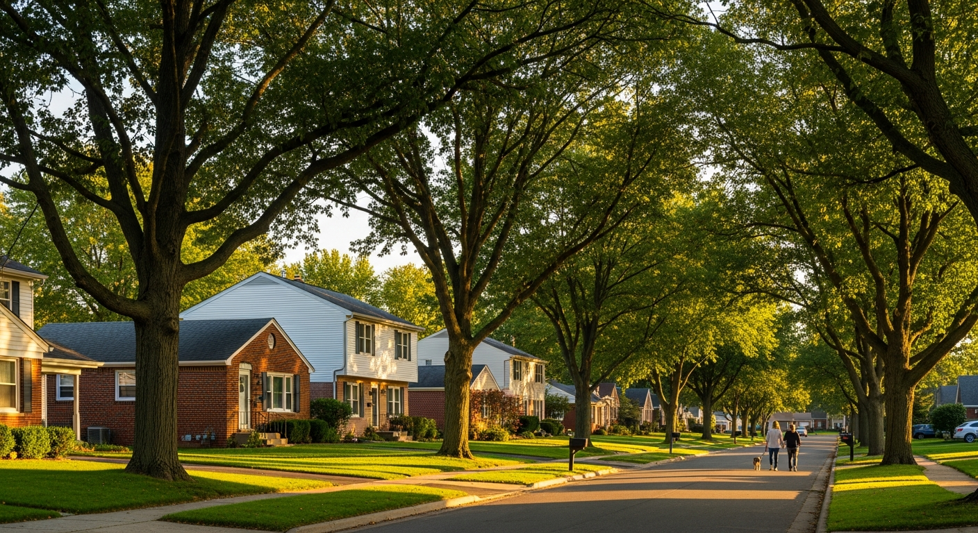 Tree-lined Ohio neighborhood street we service
